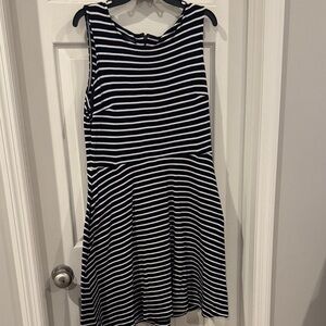 Talbots Navy and White Striped Top
